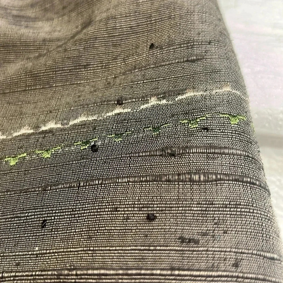 100 Thai silk green gray yellow open front Blazer  Size44. SHINAWATRA - Picture 15 of 16